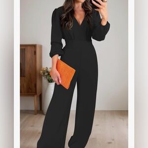 Women's Black Wide-Leg Jumpsuit